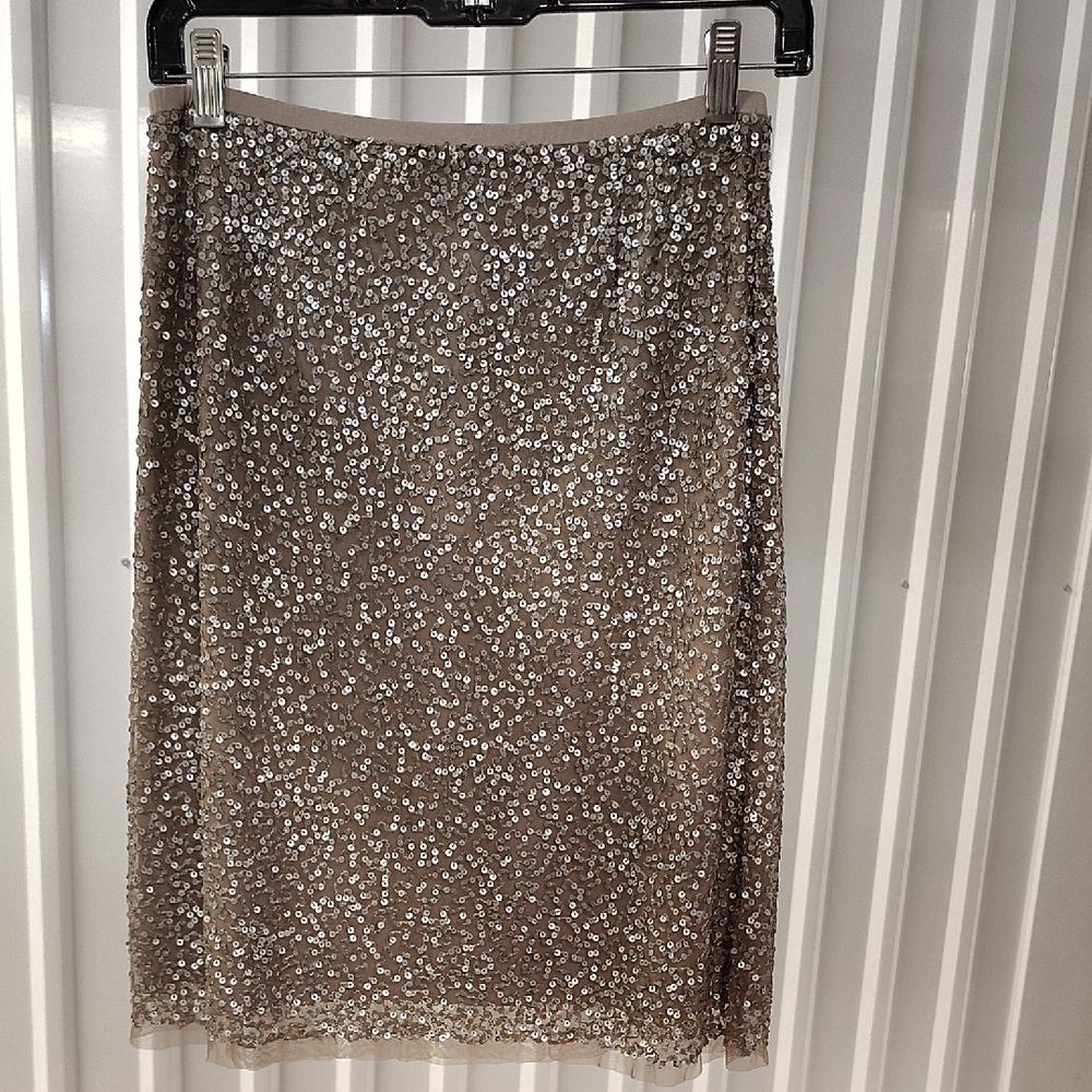 Talbots Silver Sequin Pencil Skirt